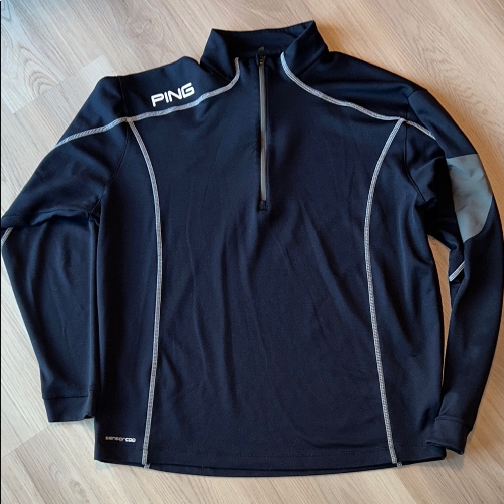 PING Men's Golf Quarter Zip Ranger Jacket L Navy/White Performance Preppy Casual